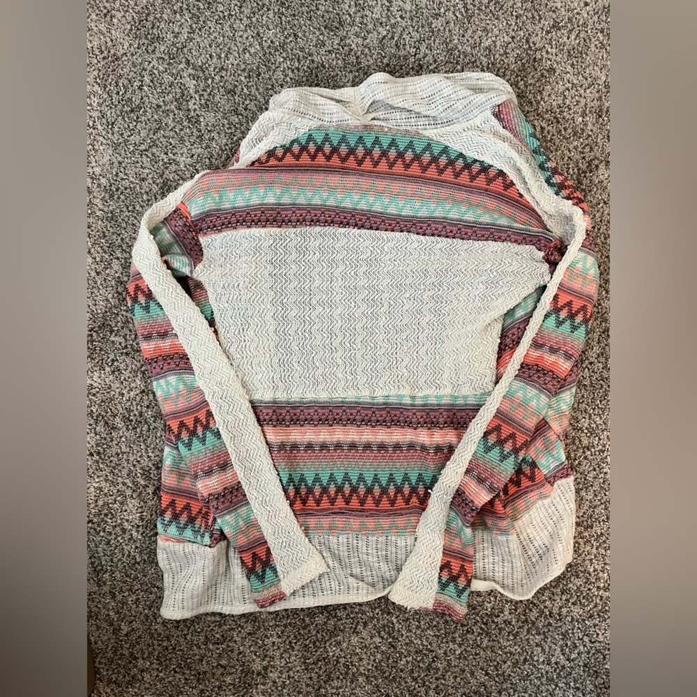 Miss Me Colorful Patterned Open-Front Cardigan - Picture 2 of 5
